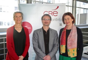 De gauche à droite : Mme Édith Cyr, présidente du Comité d’économie sociale de l’île de Montréal (CÉSIM) et membre du Comité exécutif de la CRÉ de Montréal – M. Philippe Gauthier, professeur et directeur du groupe Design et Société de l’École de design industriel – Mme Fabienne Münch, directrice de l’École de design industriel. Crédits photo : © CRÉ de Montréal De gauche à droite : Mme Édith Cyr, présidente du Comité d’économie sociale de l’île de Montréal (CÉSIM) et membre du Comité exécutif de la CRÉ de Montréal – M. Philippe Gauthier, professeur et directeur du groupe Design et Société de l’École de design industriel – Mme Fabienne Münch, directrice de l’École de design industriel. Crédits photo : © CRÉ de Montréal